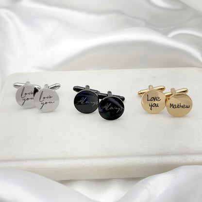 Your Handwriting Round Cufflinks