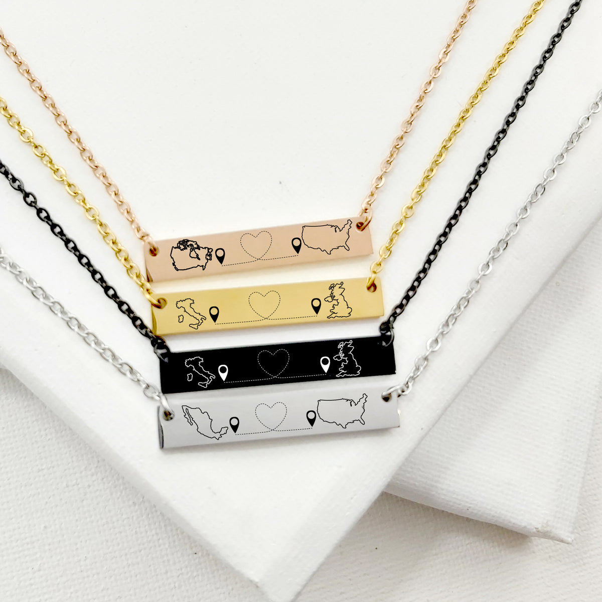 Two Homes, One Love - Long Distance Love Bar Necklace