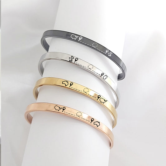 Two map bangle bracelet for men and women
