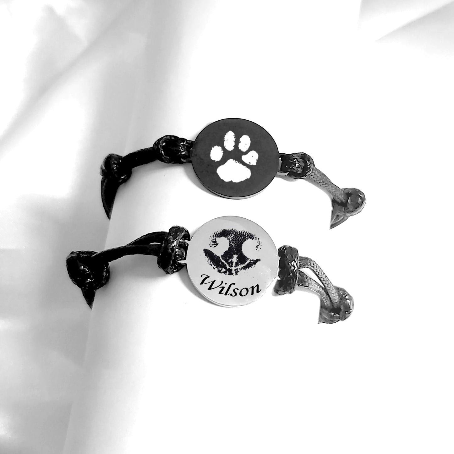 Custom pet paw or nose print leather bracelet