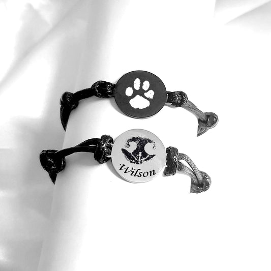 Custom pet paw or nose print leather bracelet - mobimomentos