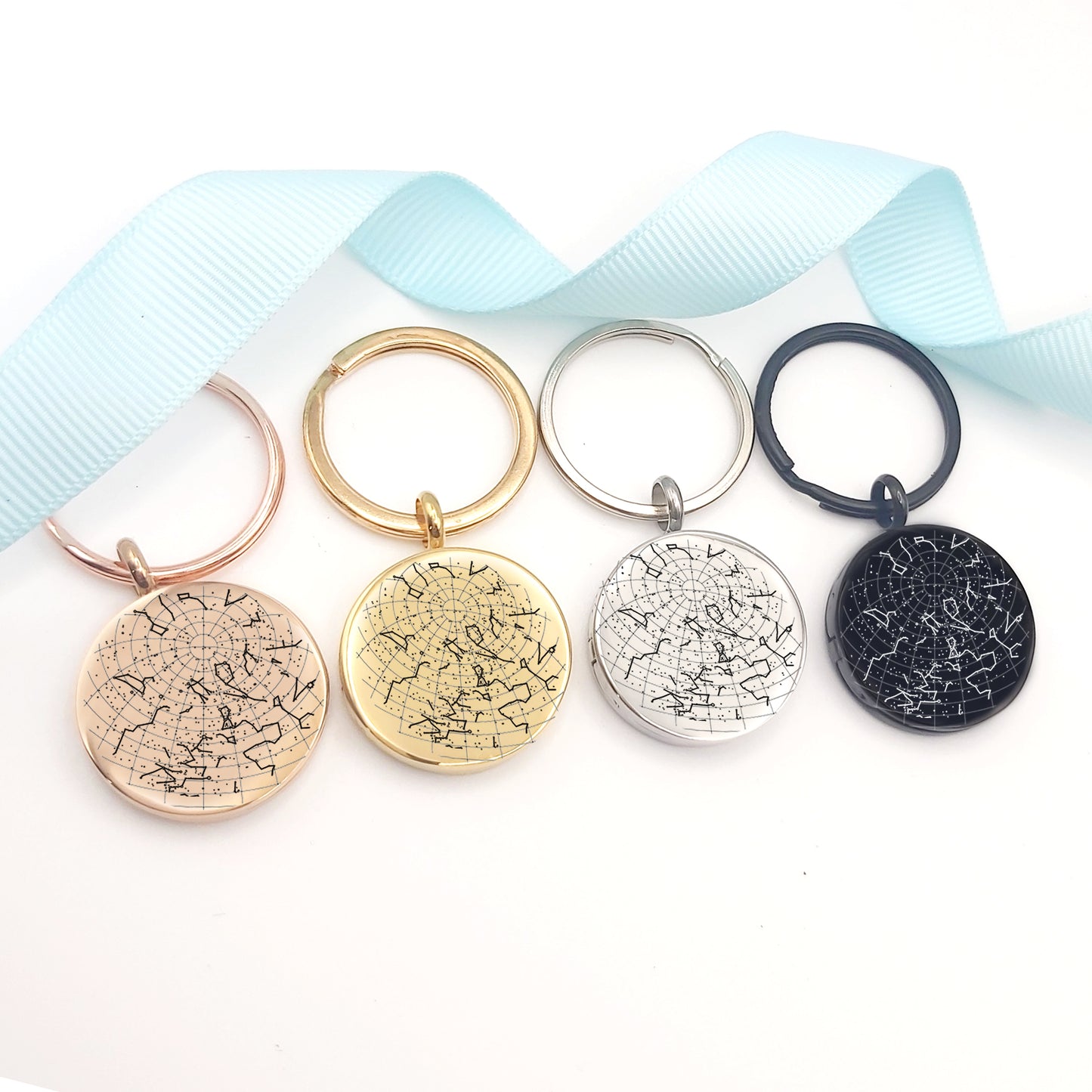 Anniversary star map keychain locket the day you met.