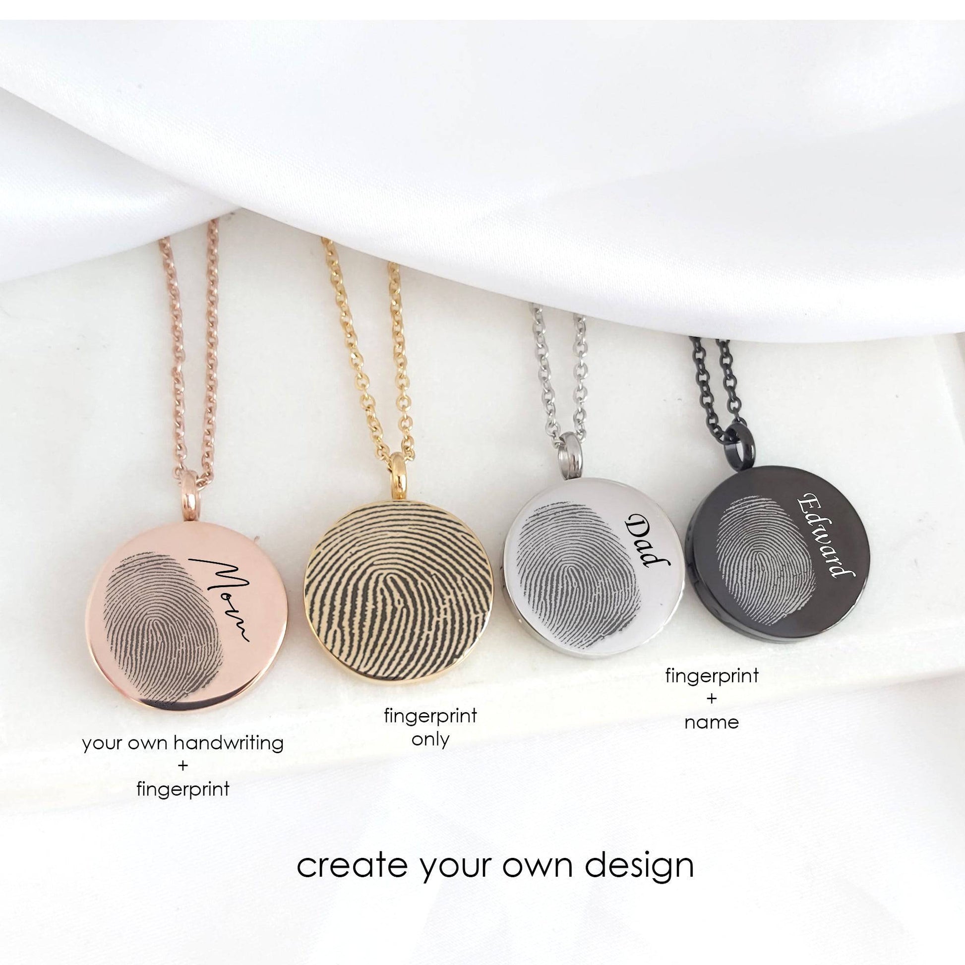 Memorial thumbprint locket with photos and engraving. - mobimomentos