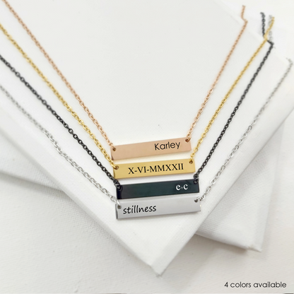 Personalized bar necklace for woman