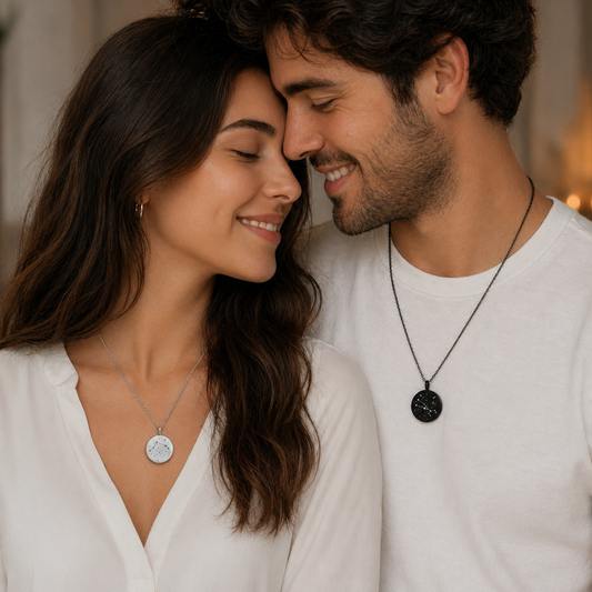 Constellation Zodiac locket necklace custom engraved with photos, birthday date for her and him