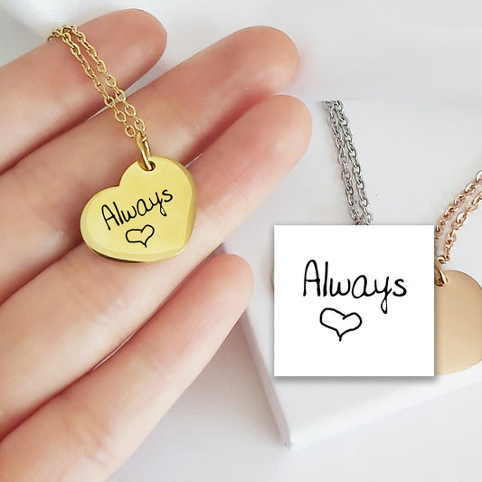 Actual handwriting heart necklace for girlfriend