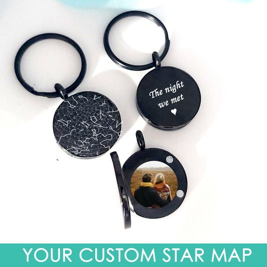 Anniversary star map keychain locket the day you met.