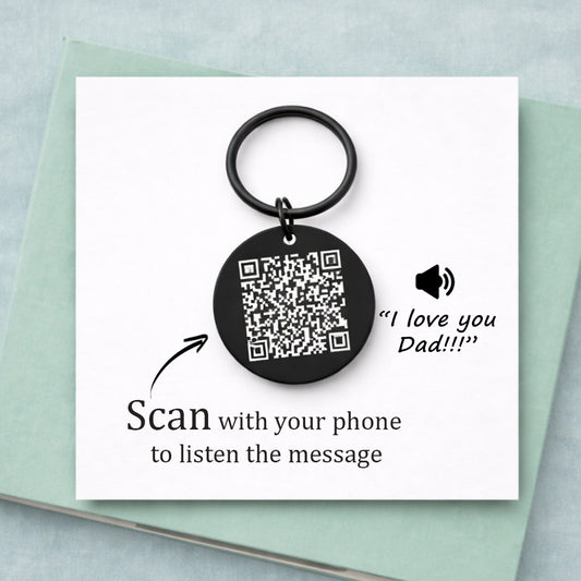 Father's day keychain gift for dad and grandad, Personalized QR code keychain with kids voices.