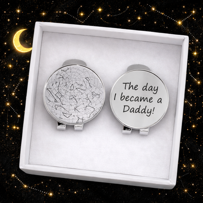 Custom star map of the day your kids where born golf marker, First Time Father's Day gift for new dad, golf ball marker for grandad.