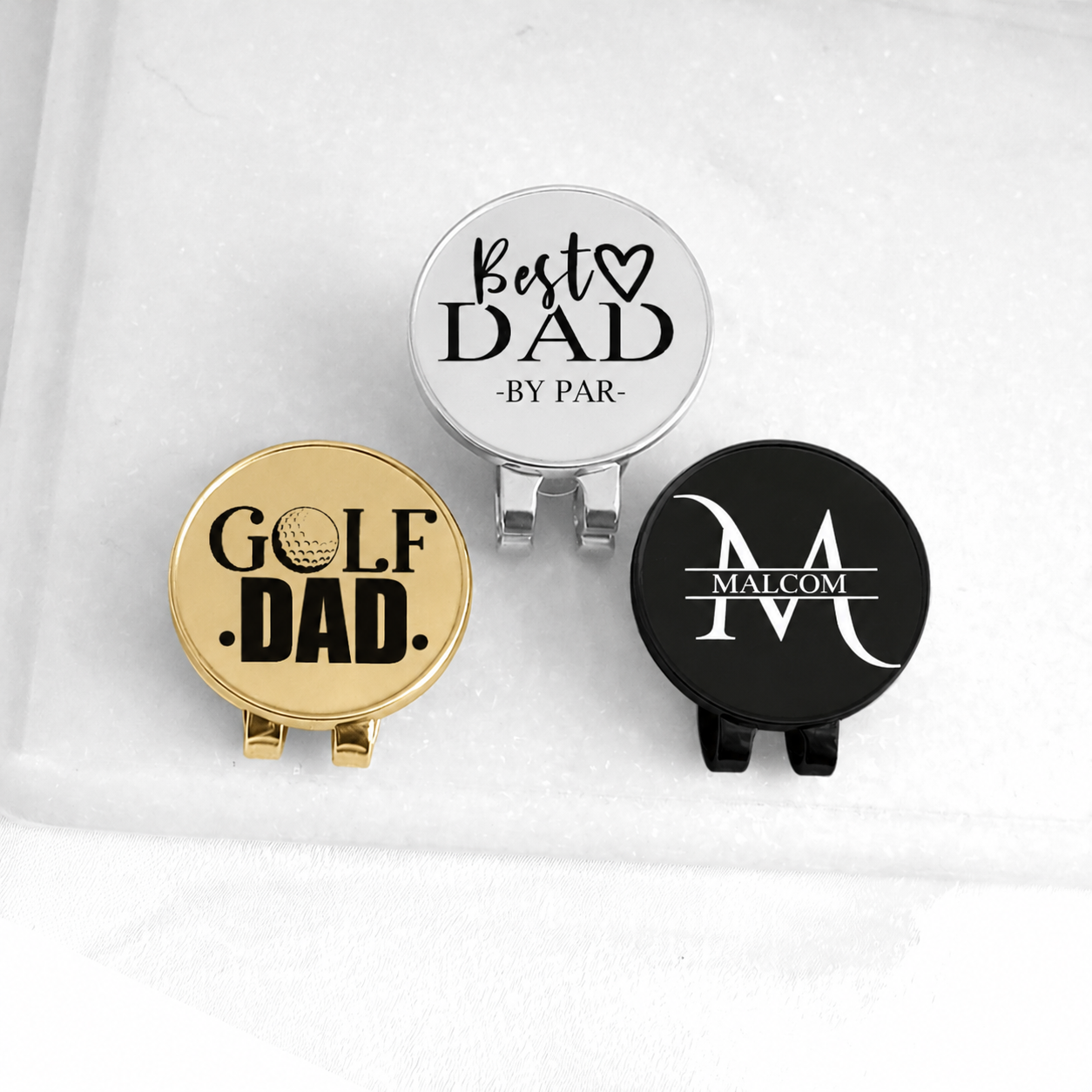 Custom Golf Hat Clip – Personalized Golf Ball Marker Gift for Dad