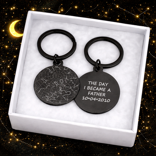 Personalized Star Map Keychain for Dad, Custom Birth Sky Map Gift, First Time Dad Gift, Father’s Day Grandpa Keychain, Baby Birth Keepsake