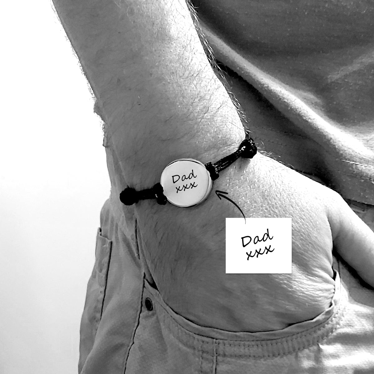 Bracelet avec pièce d'écriture manuscrite réelle