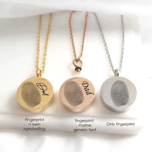 Custom thumbprint urn necklace for human ashes. - mobimomentos