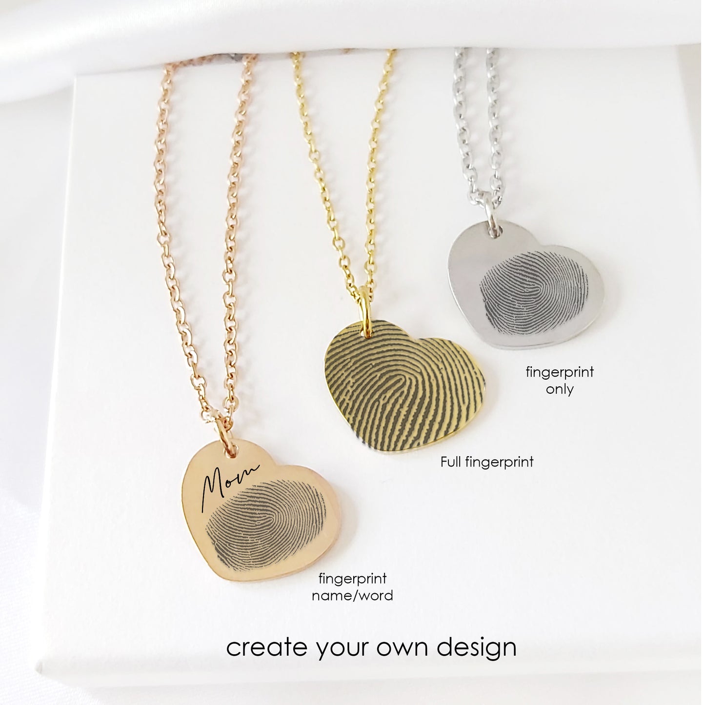 Custom thumbprint heart necklace for her