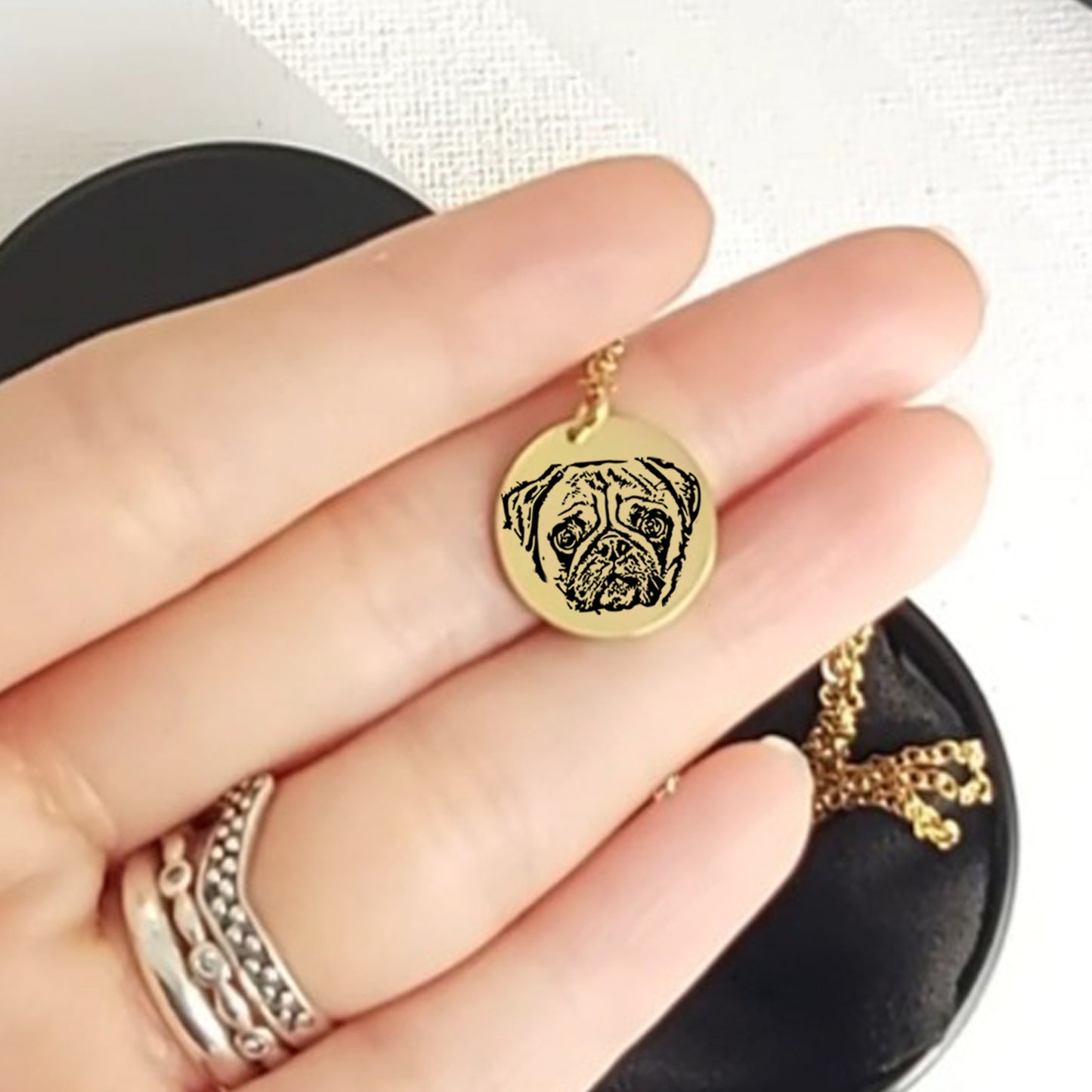 Custom pet portrait necklace