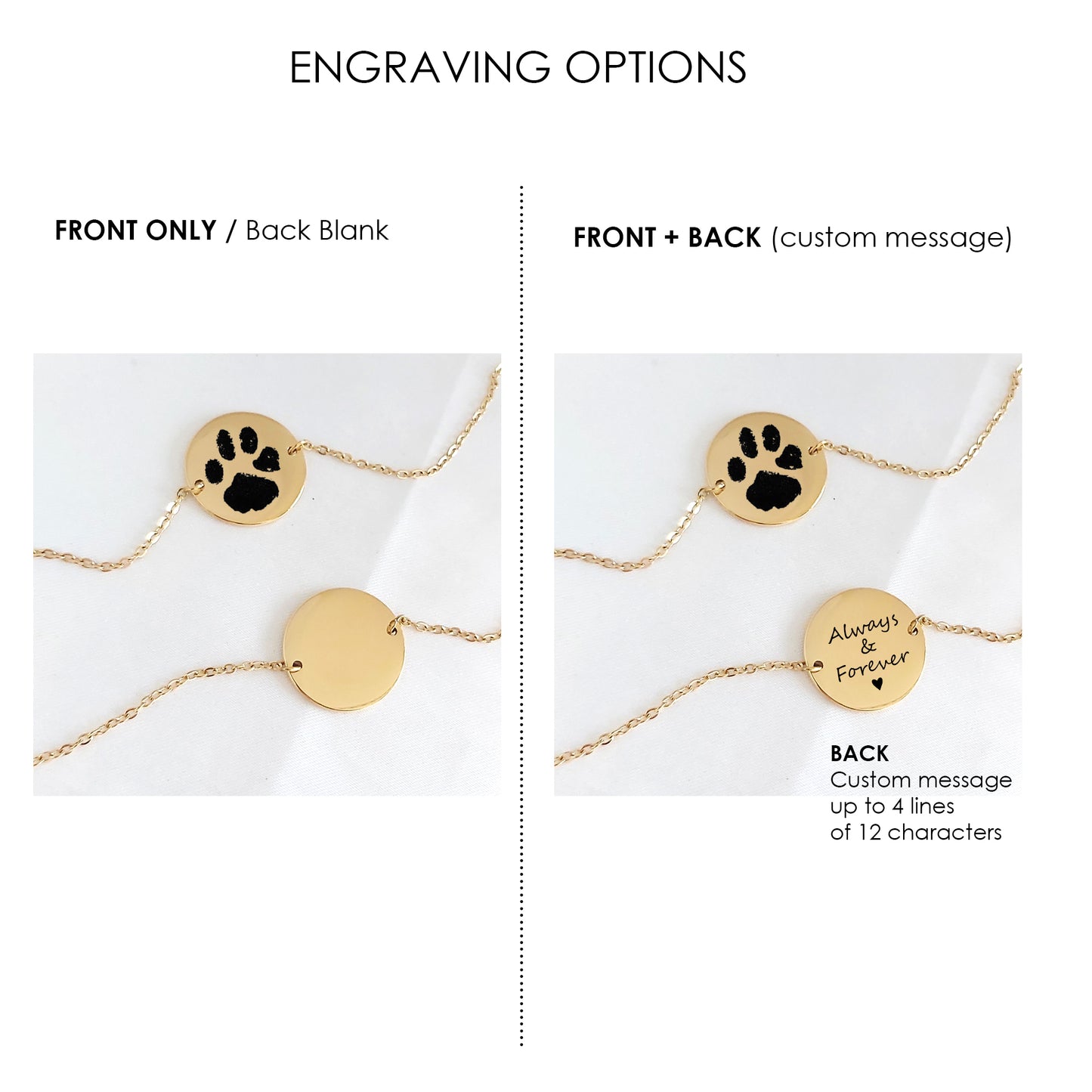 Custom pet paw or nose print bracelet