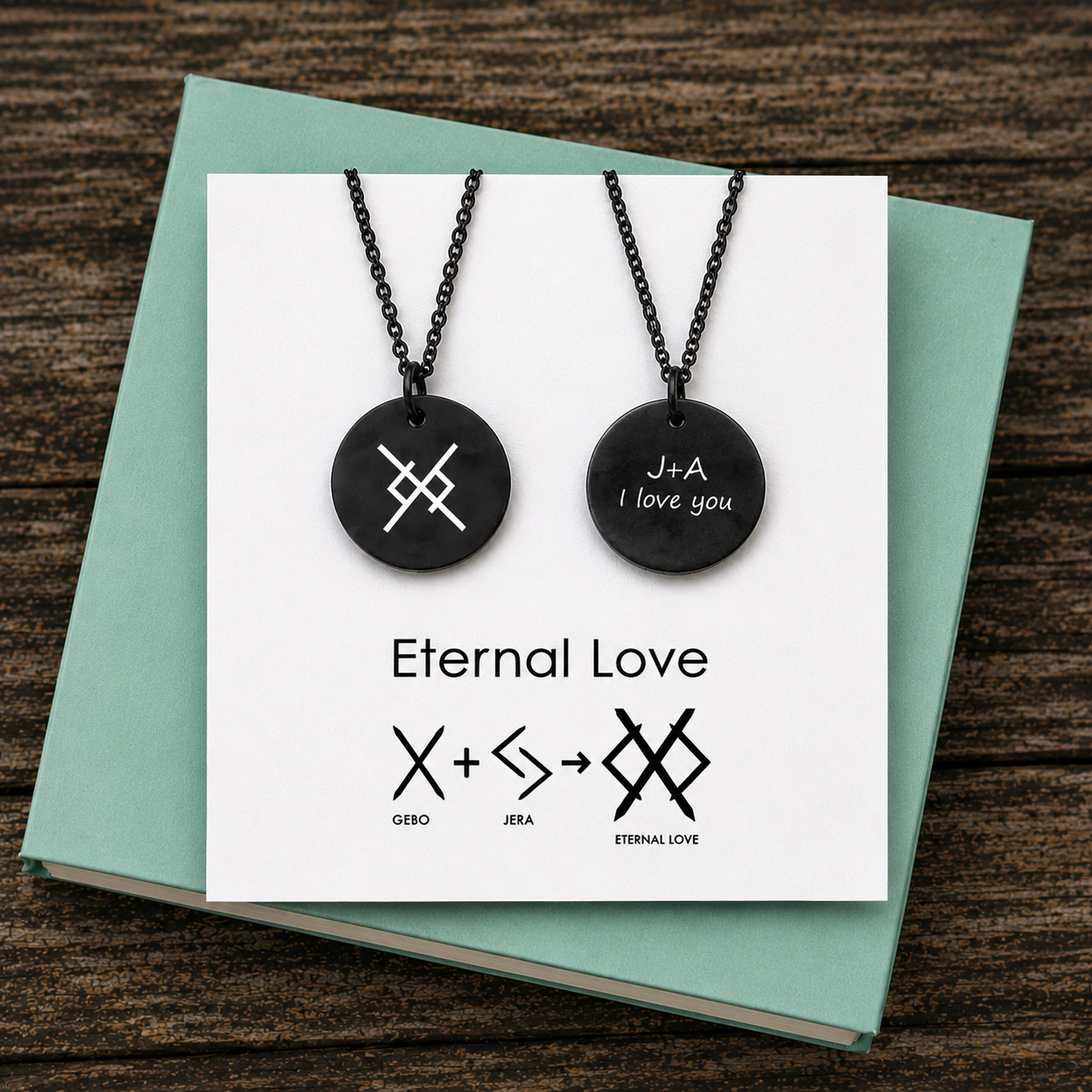 Eternal love viking symbol couples necklace