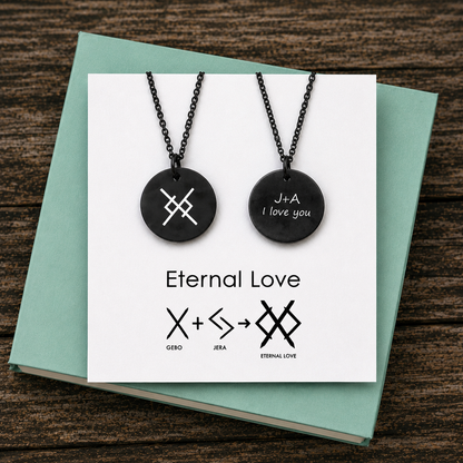 Eternal love viking symbol couples necklace