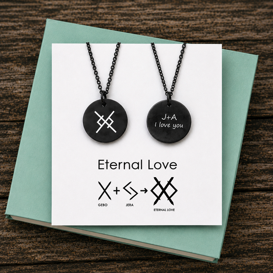 Eternal love viking symbol couples necklace