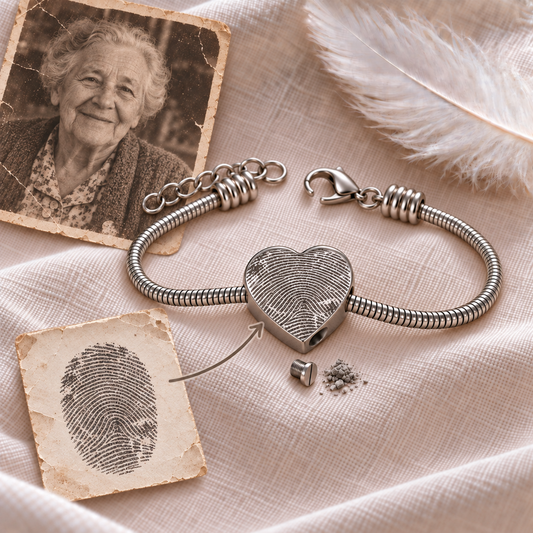 Your Touch Remains – Fingerprint Memorial Urn Heart Charm