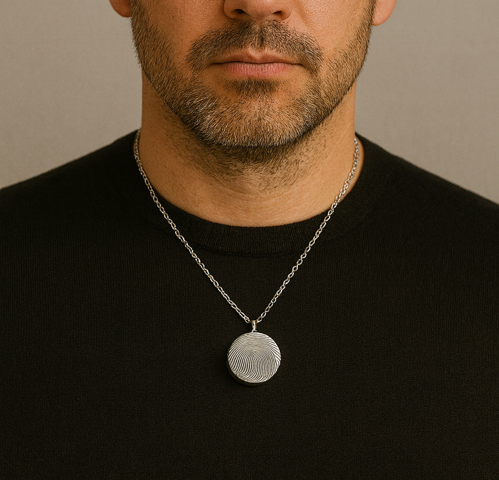 Actual thumbprint urn necklace for human ashes.