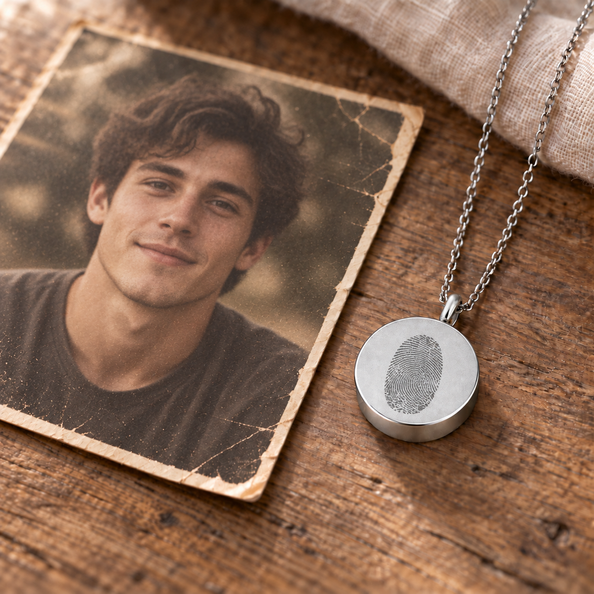 Your Touch, Forever Near – Fingerprint Memorial Urn Necklace with Name