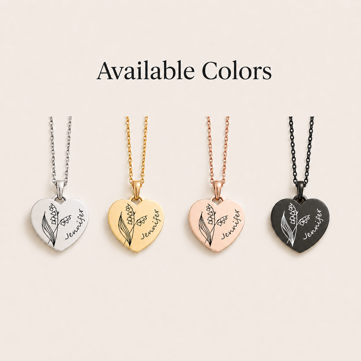 Collier de fleurs de naissance personnalisé avec nom.