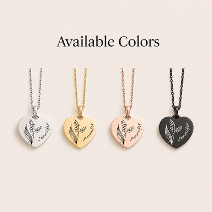 Collier de fleurs de naissance personnalisé avec nom.