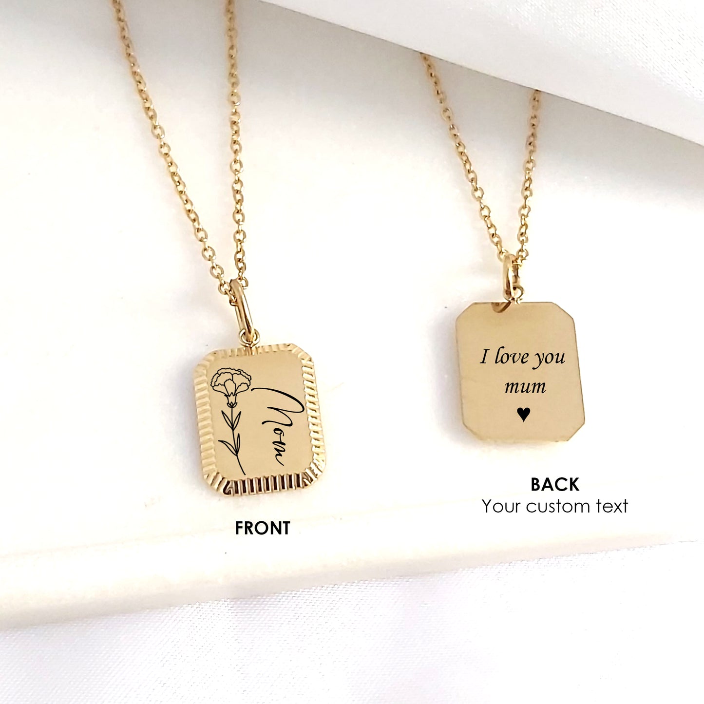 Collar personalizado con flor de nacimiento combinada.