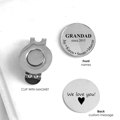 Custom Golf Marker for Dad & Grandad – Personalized Ball Marker with Kids’ Names