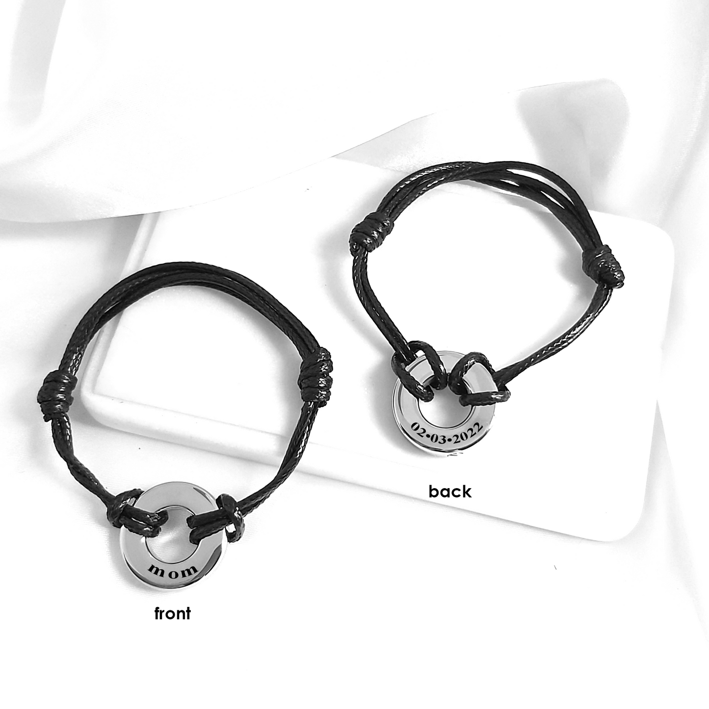 Custom engraved round urn bracelet for ashes.