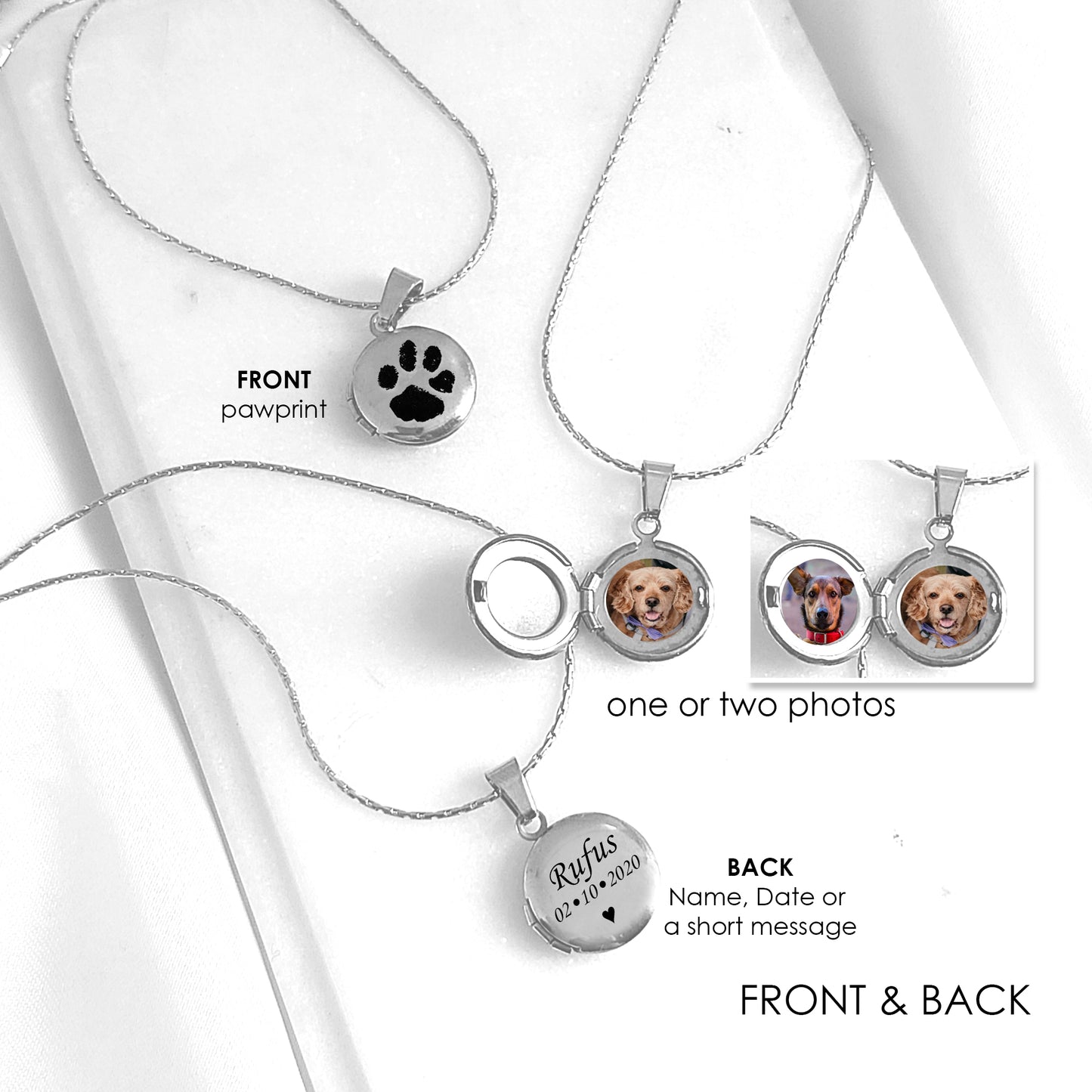 Paw print tiny locket with photos