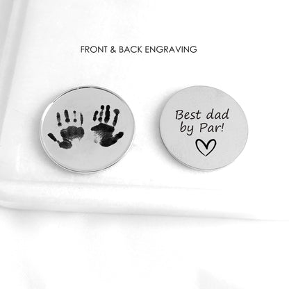 Custom Golf Ball Marker Clip with Kids Handprint, Footprint or Drawings, Personalized Golf Gift for Dad Grandad Mom, Father’s Day Golf Gift