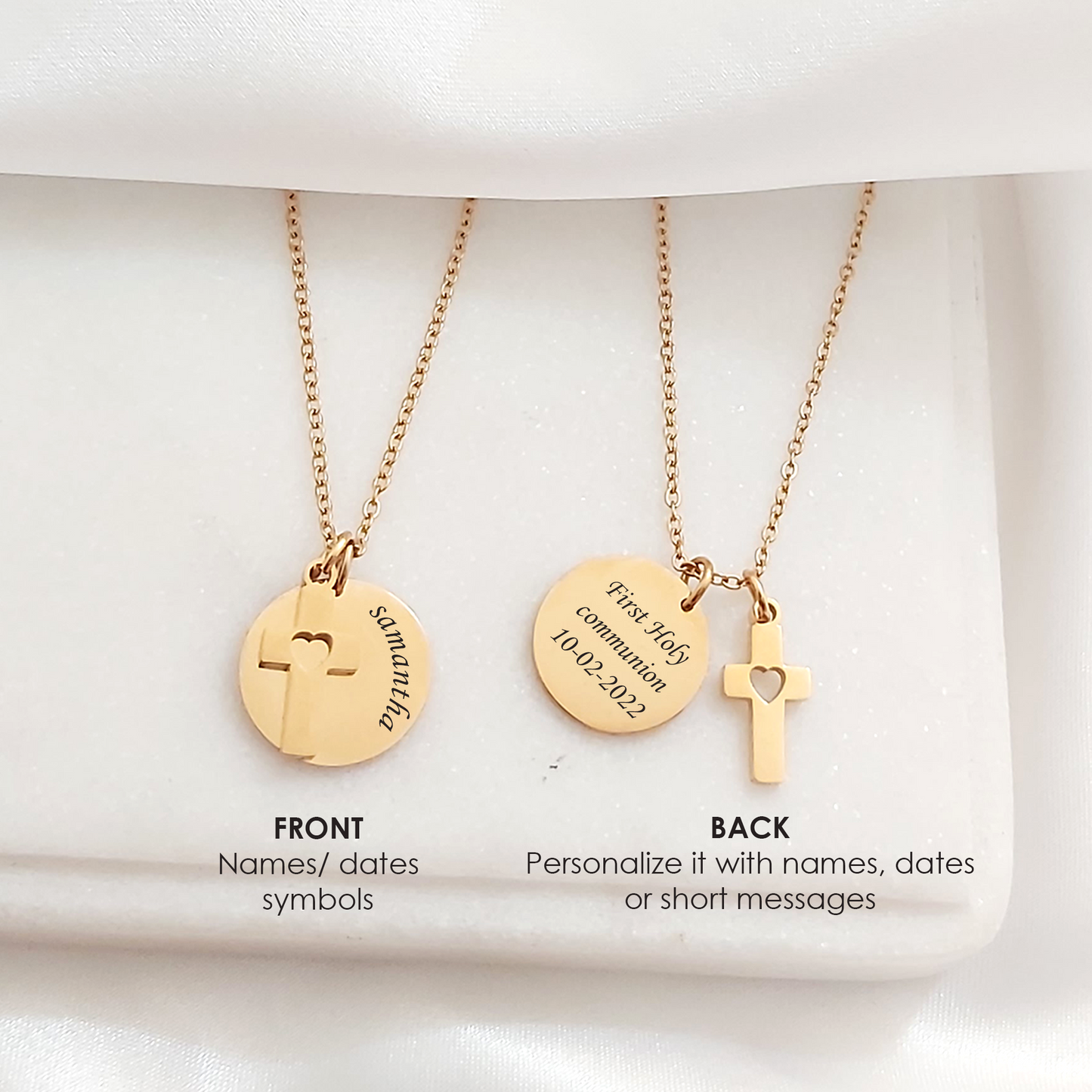 Personalized name necklace with cross for girls
