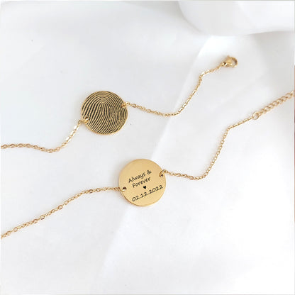 Actual fingerprint coin bracelet