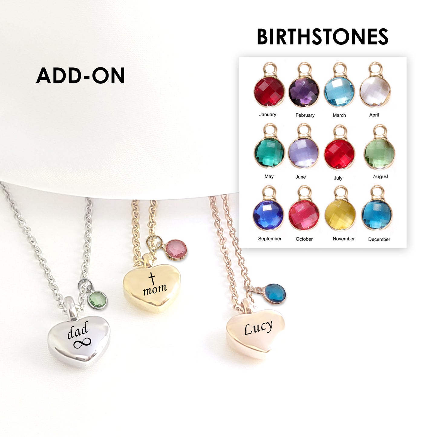 Engraved cremation heart urn necklace for ashes.
