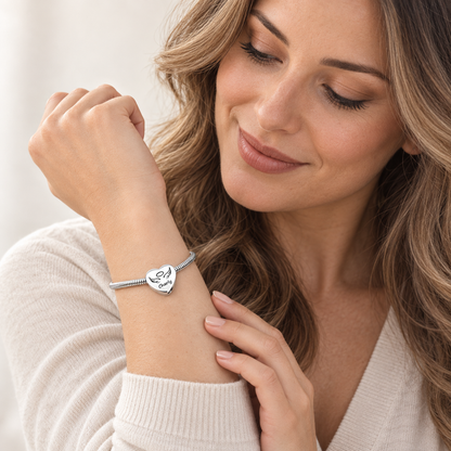 Dije de urna de corazón con la huella de la pata de tu mascota para pulsera para cenizas.