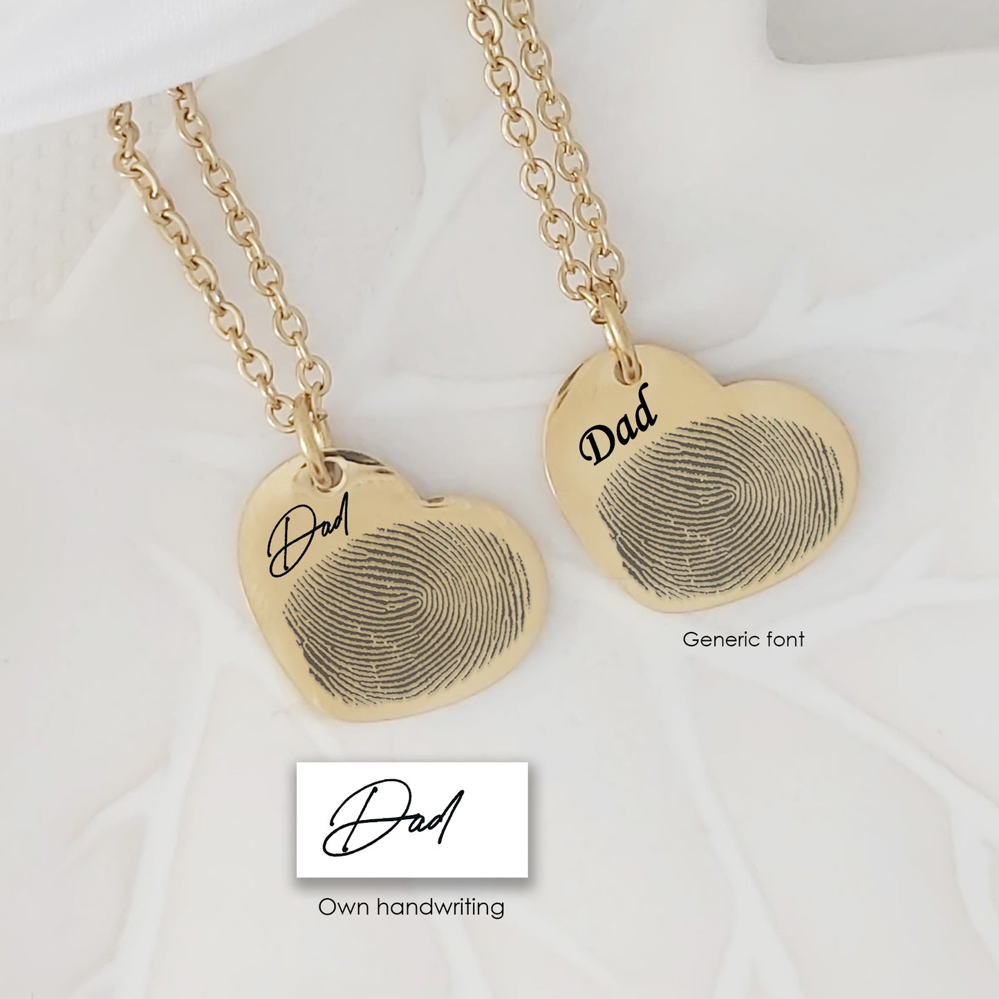 Custom thumbprint heart necklace for her