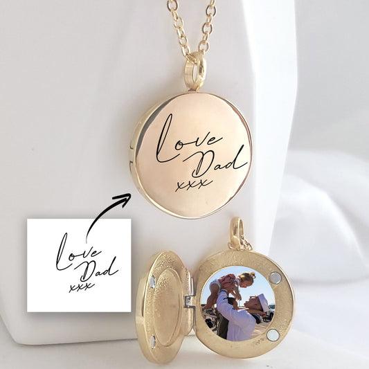 Locket engraved with your own handwriting for men and women.