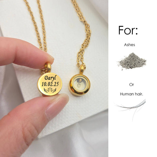 Personalized pet cremation urn necklace for ashes or hair. - mobimomentos