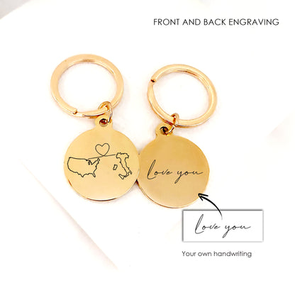 Custom Two Homes Map Keychain – Personalized Long Distance Gift | Love Knows No Distance
