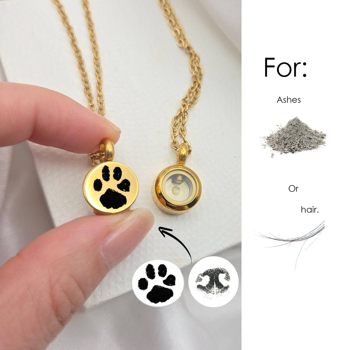 Personalized paw print cremation urn necklace for ashes or hair. - mobimomentos