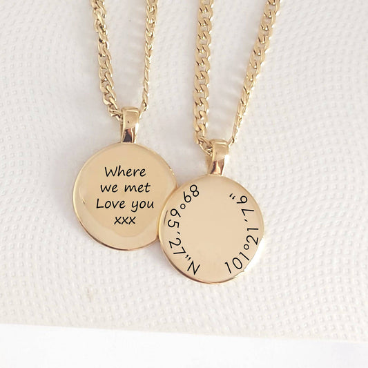 Custom coordinates necklace for men - mobimomentos