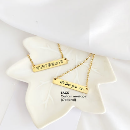 Custom coordinates bar necklace