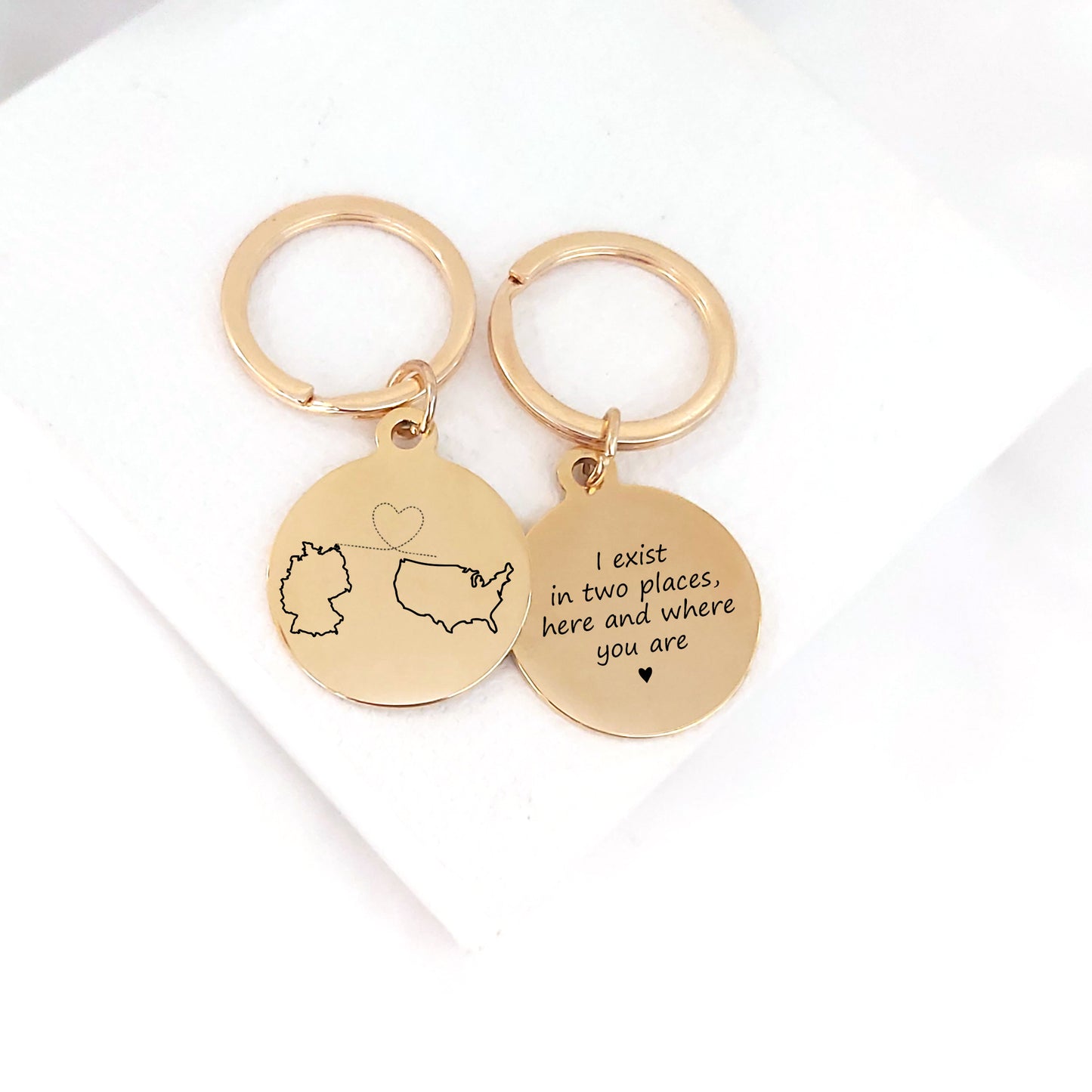Custom Two Homes Map Keychain – Personalized Long Distance Gift | Love Knows No Distance