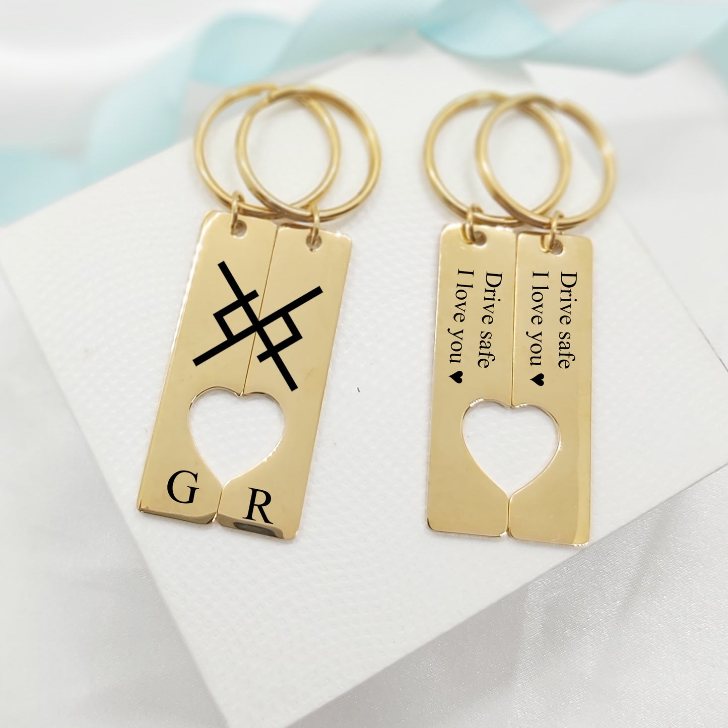Custom Viking Love Symbol Couple Keychain Set – Personalized Eternal Love Gift for Couples