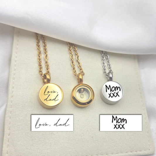 Their Words Stay Near Handwriting Glass Urn Necklace
