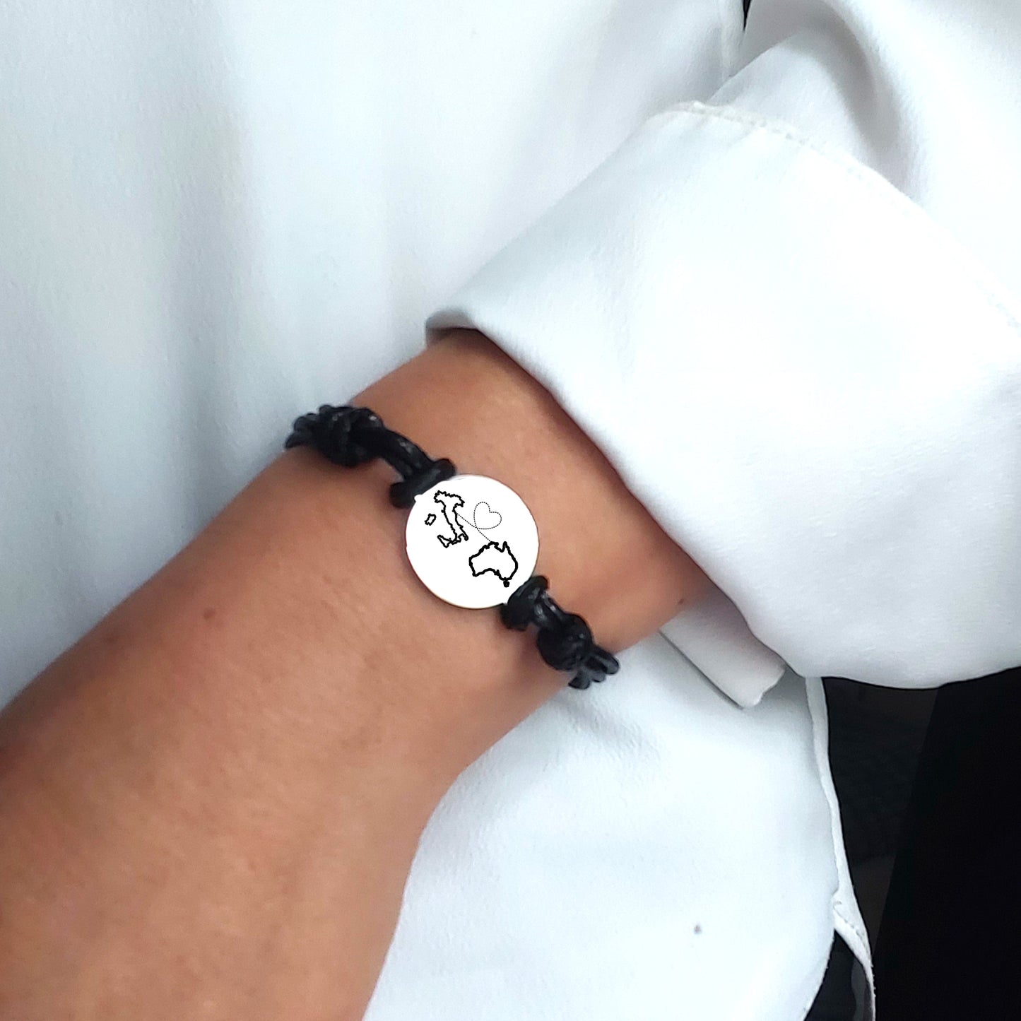 Two map leather bracelet for women and men