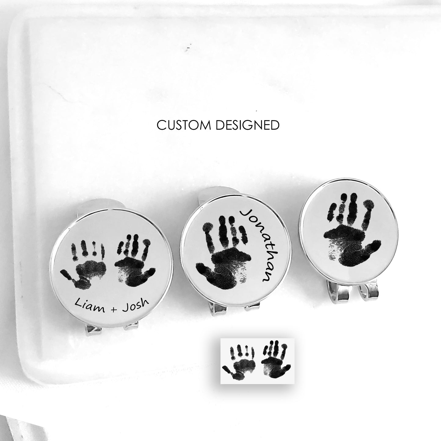 Custom Golf Ball Marker Clip with Kids Handprint, Footprint or Drawings, Personalized Golf Gift for Dad Grandad Mom, Father’s Day Golf Gift