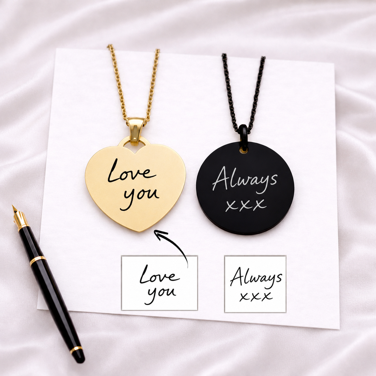 Collar de corazón con huella dactilar personalizado para ella